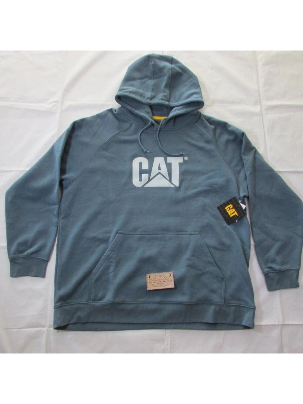 CAT Caterpillar Men's 2XL Raglan Hooded Sweatshirt Pullover Orion Blue